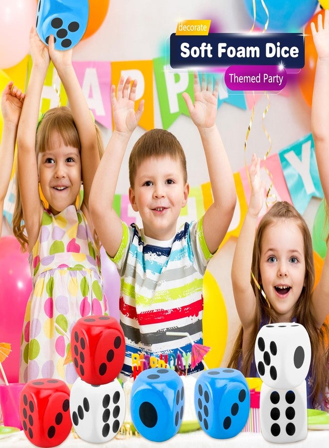 Cotiny 3 Pcs 6 Inch Jumbo Dice Set Large Soft Foam Dice Giant Squishy Square Dice Toys for Educational Toys Game Casino Themed Party Decorations, 3 Colors (Color Style 2) - Image 5